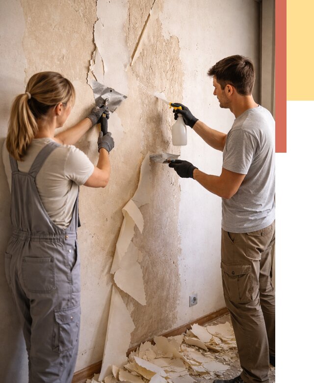 Снятие старых обоев в Ишимбае от 5324 руб. под ключ недорого | ОТДЕЛОЧНИК-Шмб