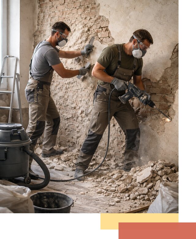 Демонтаж штукатурки со стен в Ишимбае быстро и аккуратно