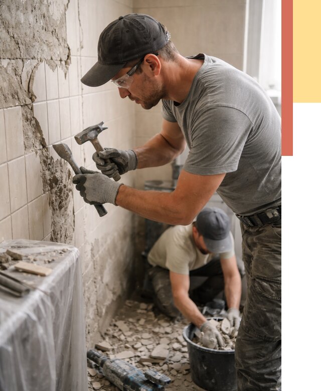 Демонтаж плитки со стен в Ишимбае от 862 руб. — быстро и недорого | ОТДЕЛОЧНИК-Шмб