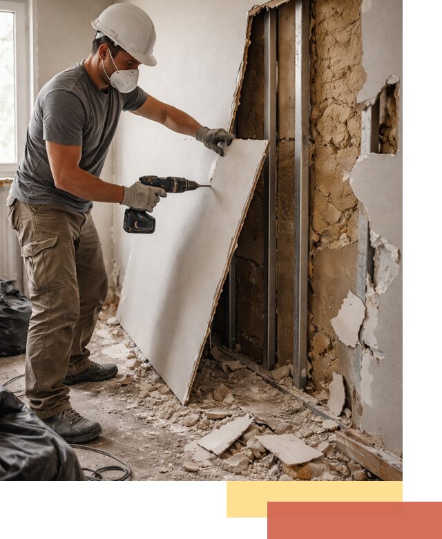 Демонтаж гипсокартона со стен в Ишимбае качественно и быстро