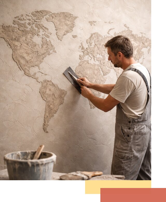 Декоративная штукатурка «Карта мира» под ключ в Ишимбае