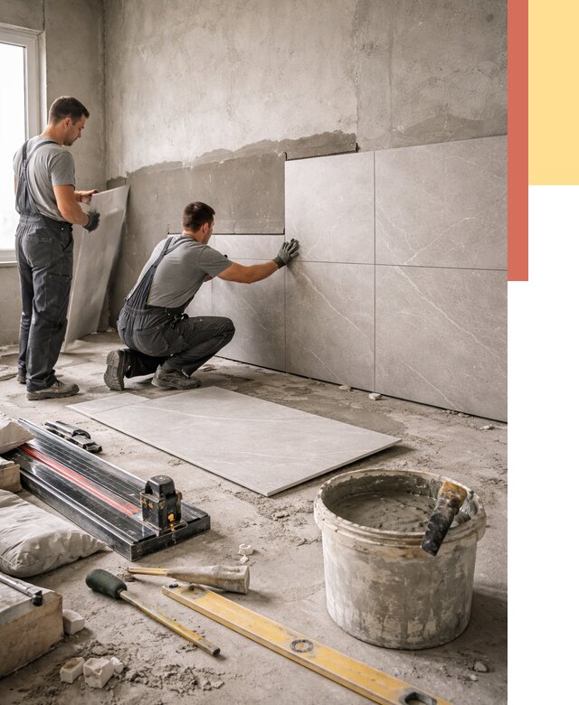 Облицовка стен керамогранитом в Ишимбае от 4259 руб./м² — услуги под ключ | ОТДЕЛОЧНИК-Шмб