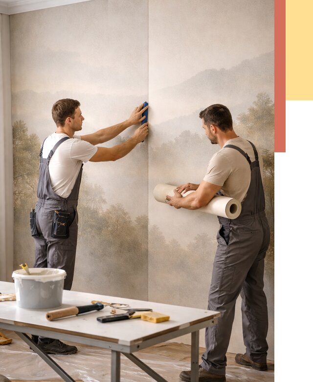 Поклейка фотообоев в Ишимбае от 8620 руб/м² — быстро и недорого | ОТДЕЛОЧНИК-Шмб