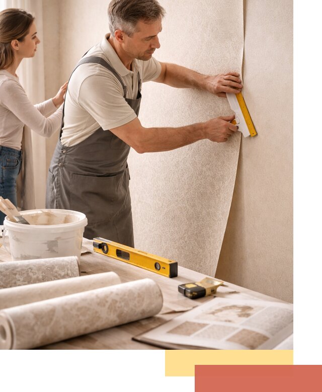 Поклейка обоев с подбором рисунка в Ишимбае