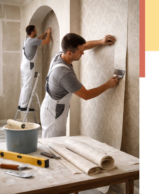 Поклейка обоев на сложные стены в Ишимбае от 2839 руб. под ключ | ОТДЕЛОЧНИК-Шмб