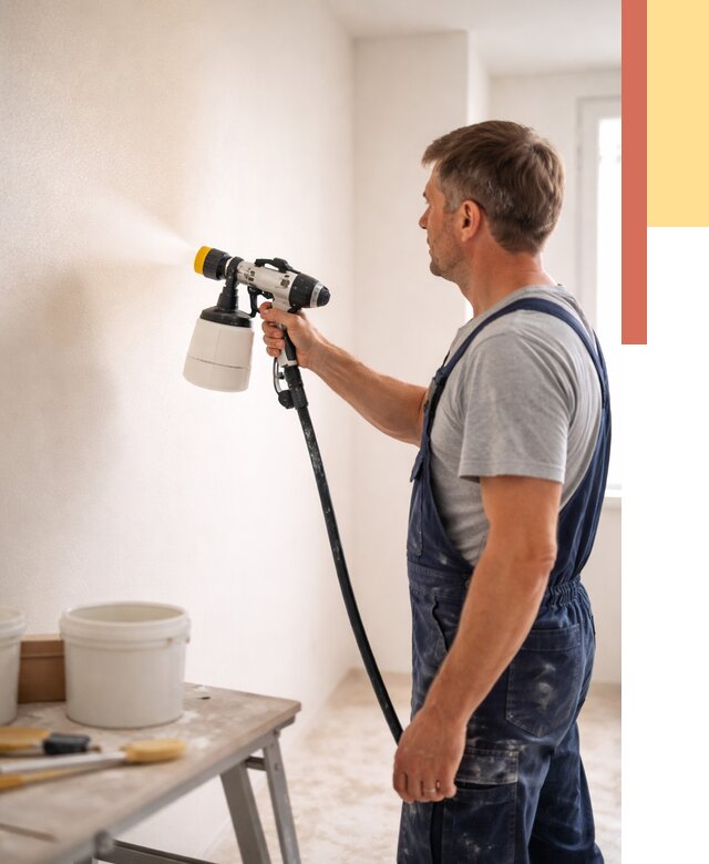 Покраска стен краскопультом в Ишимбае от 7606 руб. — механизированная покраска | ОТДЕЛОЧНИК-Шмб