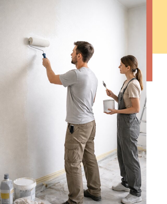 Окраска стен по стеклохолсту в Ишимбае от 4563 руб/м² под ключ | ОТДЕЛОЧНИК-Шмб