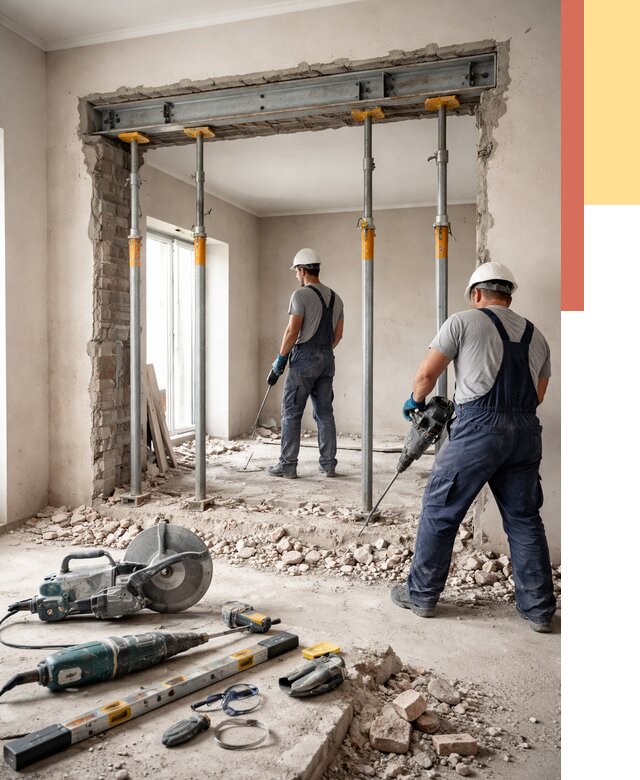 Прорезка проема в стене в Ишимбае от 4563 руб. — быстро и недорого | ОТДЕЛОЧНИК-Шмб