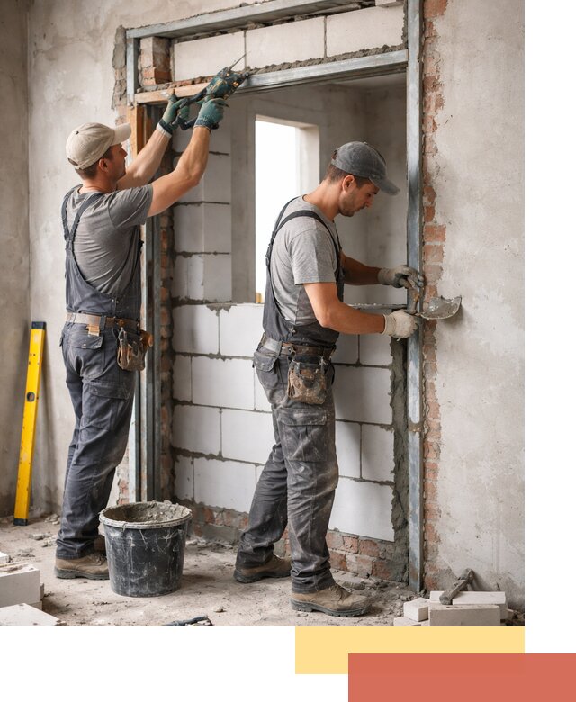 Закладка дверного проема под ключ в Ишимбае: демонтаж, монтаж, отделка