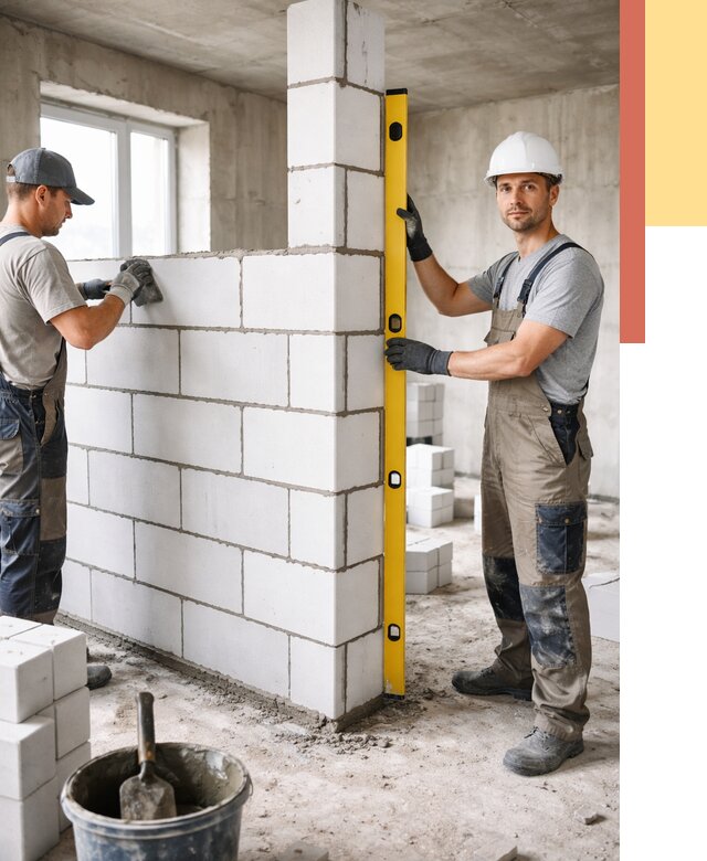 Кладка перегородок из пеноблока в Ишимбае от 1825 руб. под ключ | ОТДЕЛОЧНИК-Шмб