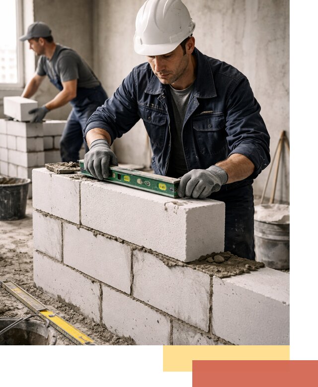 Кладка перегородок из пеноблока под ключ в Ишимбае