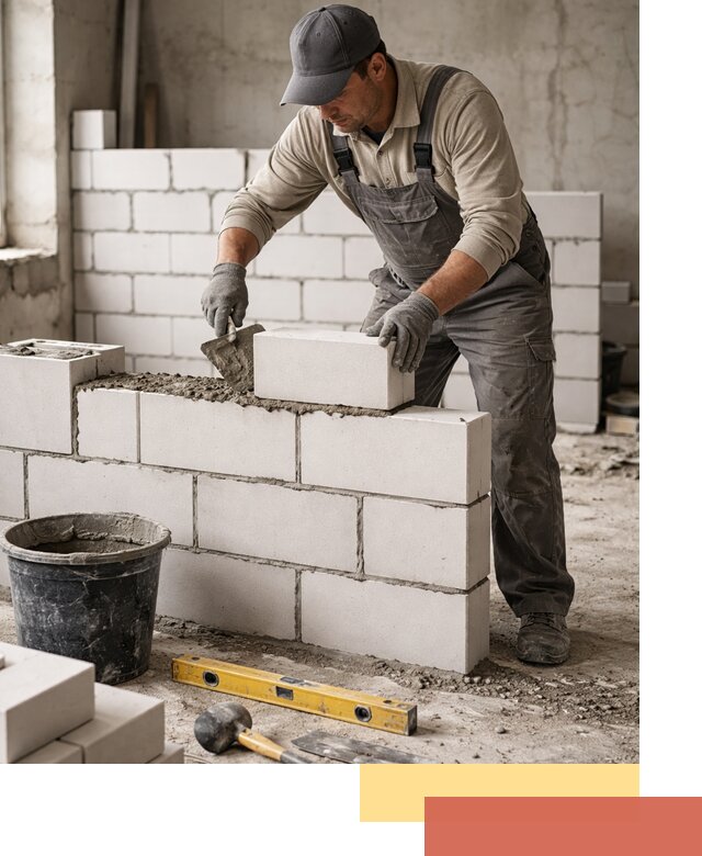 Кладка перегородок из силикатного блока в Ишимбае