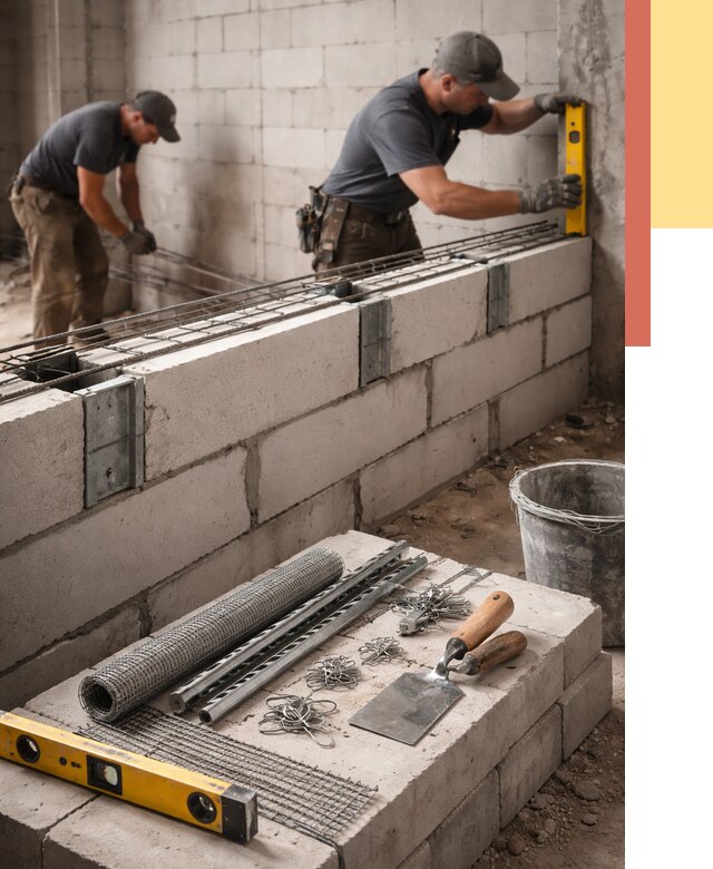 Армирование кладки перегородок в Ишимбае от 761 руб. под ключ | ОТДЕЛОЧНИК-Шмб