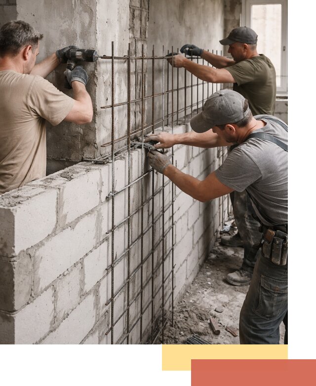 Армирование кладки перегородок в Ишимбае профессионально и надёжно