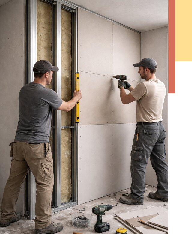 Монтаж двухслойной перегородки из гипсокартона в Ишимбае от 1470 руб. | ОТДЕЛОЧНИК-Шмб