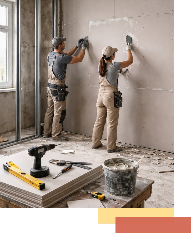 Монтаж двухслойной перегородки из гипсокартона в Ишимбае