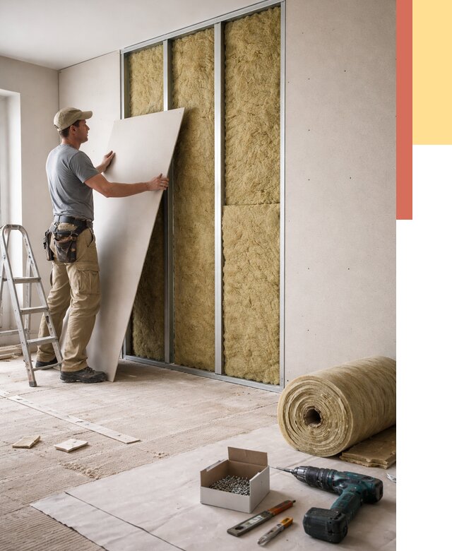 Перегородка из гипсокартона с шумоизоляцией в Ишимбае от 3164 руб. | ОТДЕЛОЧНИК-Шмб