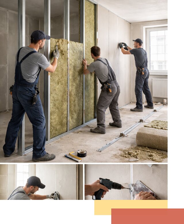 Перегородка из гипсокартона с шумоизоляцией в Ишимбае — монтаж под ключ