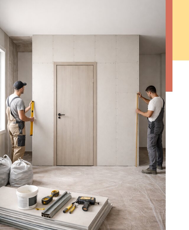 Перегородка из гипсокартона с дверью в Ишимбае от 4563 руб. под ключ | ОТДЕЛОЧНИК-Шмб