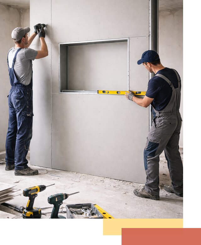 Перегородка из гипсокартона с нишей под декор в Ишимбае