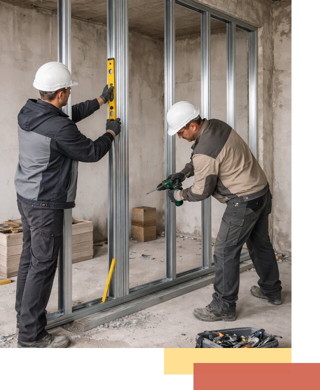 Монтаж каркаса перегородки из профиля в Ишимбае