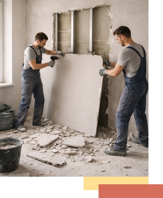 Демонтаж перегородки из гипсокартона в Ишимбае быстрый и аккуратный