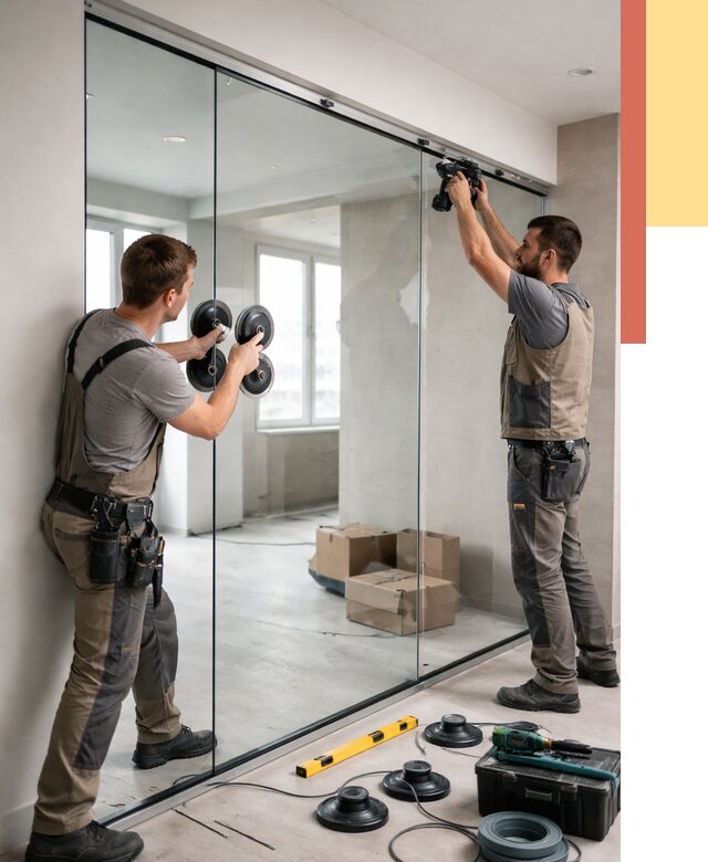 Монтаж стеклянных перегородок в Ишимбае от 6592 руб. | ОТДЕЛОЧНИК-Шмб