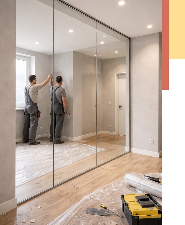 Безрамные стеклянные перегородки в Ишимбае — монтаж от 9634 руб. | ОТДЕЛОЧНИК-Шмб