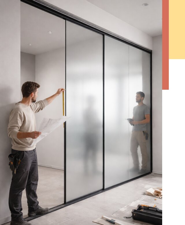 Матовые стеклянные перегородки в Ишимбае от 8620 руб. — монтаж и установка | ОТДЕЛОЧНИК-Шмб