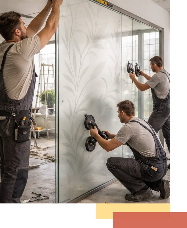 Стеклянные перегородки с рисунком на заказ в Ишимбае