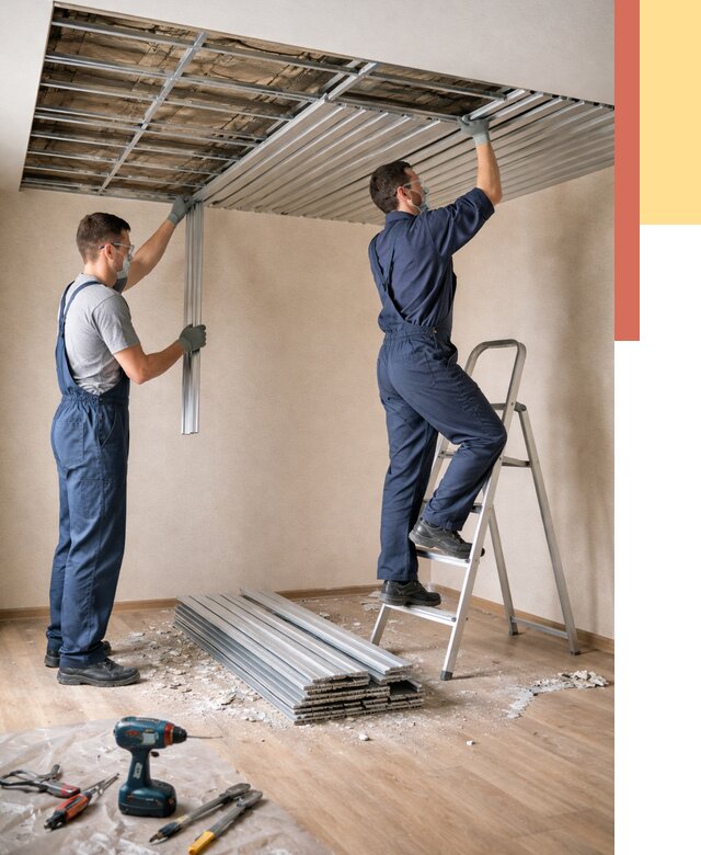 Демонтаж реечного потолка в Ишимбае от 4563 руб. быстро и недорого | ОТДЕЛОЧНИК-Шмб