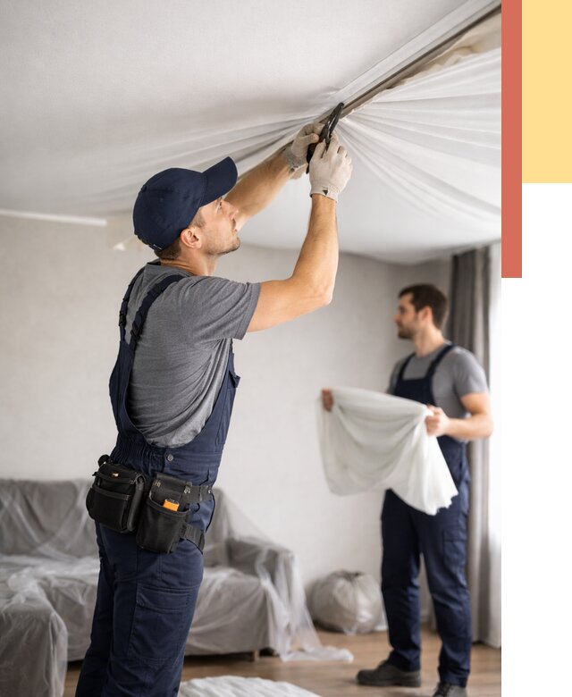 Демонтаж натяжного потолка в Ишимбае от 4563 руб. — снятие и разбор под ключ | ОТДЕЛОЧНИК-Шмб