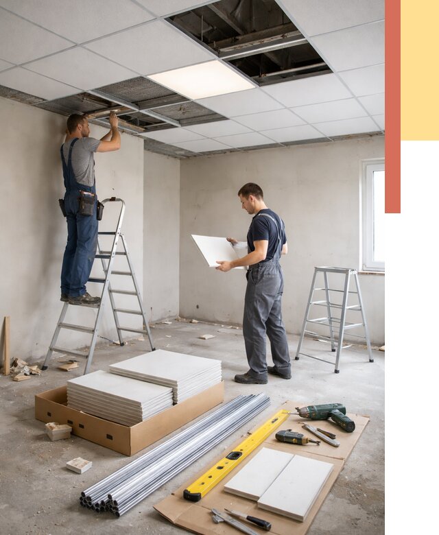 Монтаж потолка армстронг в Ишимбае от 4563 руб/м2 — быстрая установка под ключ | ОТДЕЛОЧНИК-Шмб