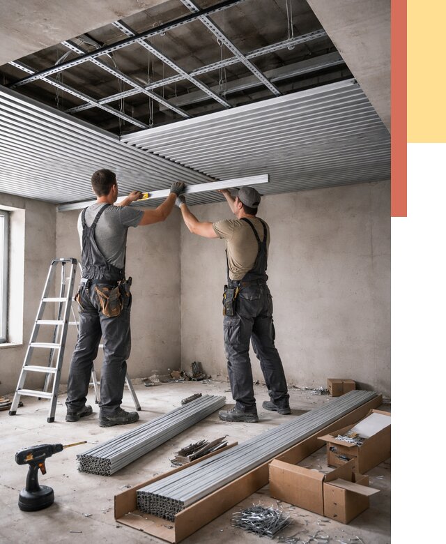 Монтаж реечного потолка в Ишимбае от 4563 руб. под ключ | ОТДЕЛОЧНИК-Шмб