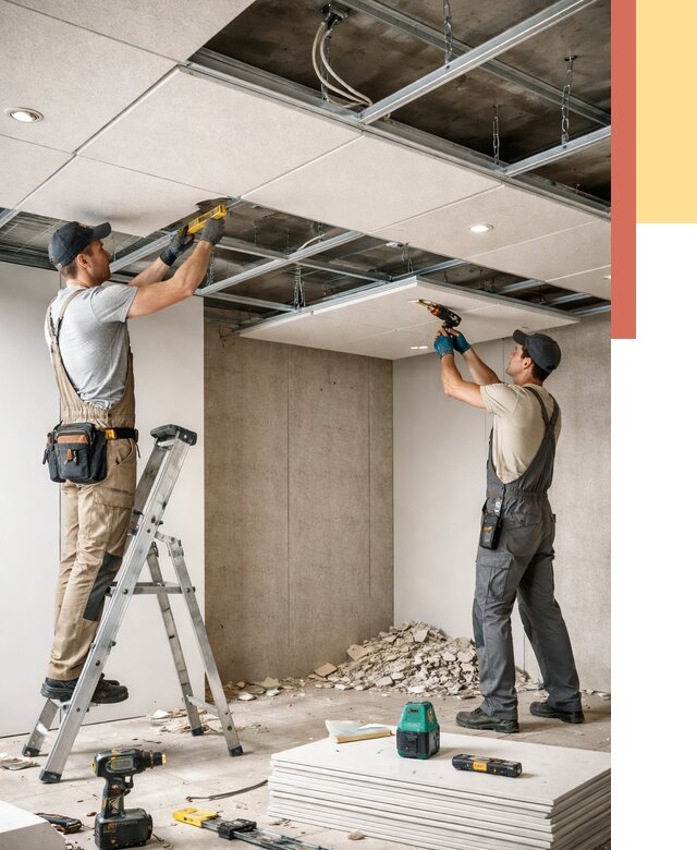 Монтаж акустического потолка в Ишимбае от 6592 руб/м2 — быстро и недорого | ОТДЕЛОЧНИК-Шмб