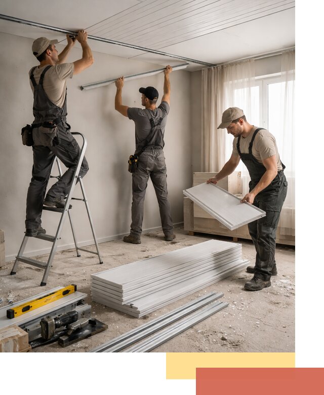 Монтаж потолка из ПВХ панелей в Ишимбае оперативно и качественно