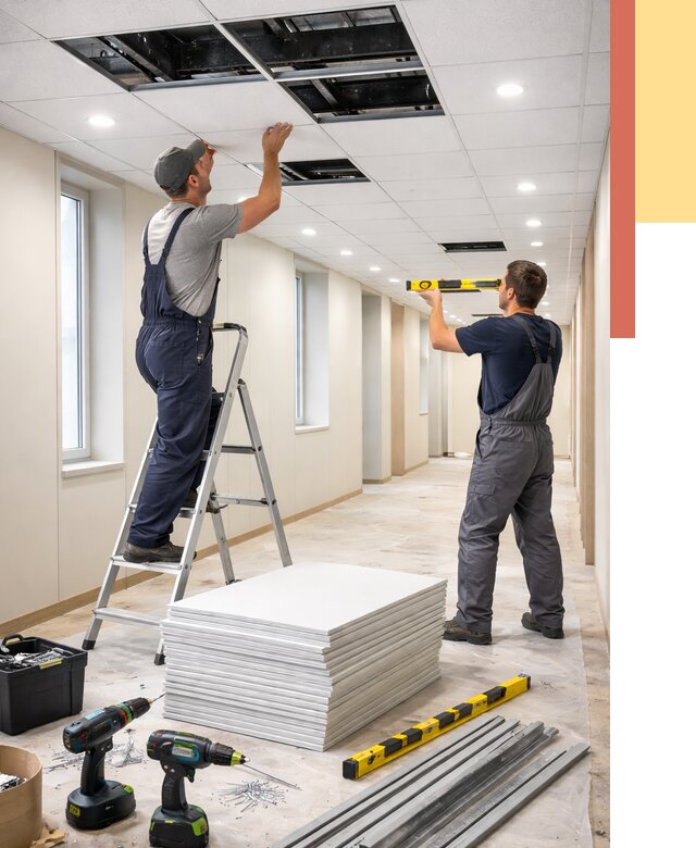 Ремонт потолка Армстронг в Ишимбае от 4563 руб. — быстро и недорого | ОТДЕЛОЧНИК-Шмб