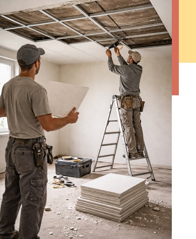Замена плит подвесного потолка в Ишимбае от 1775 руб. быстро и недорого | ОТДЕЛОЧНИК-Шмб