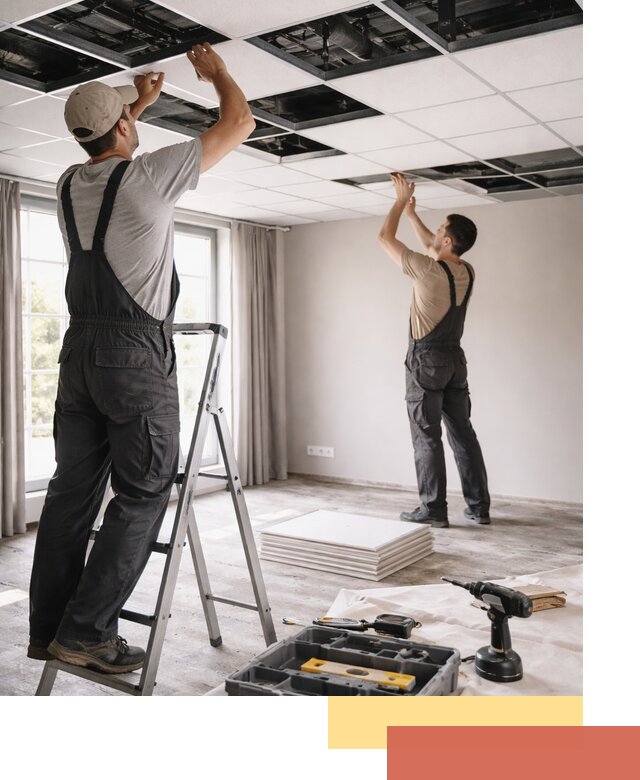 Замена плит подвесного потолка в Ишимбае быстро и качественно