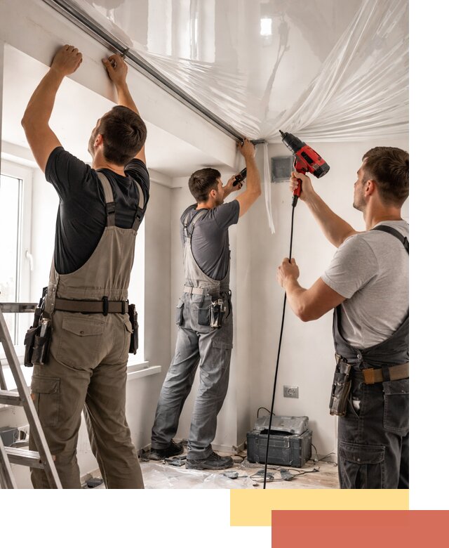 Монтаж глянцевого натяжного потолка в Ишимбае быстро и качественно