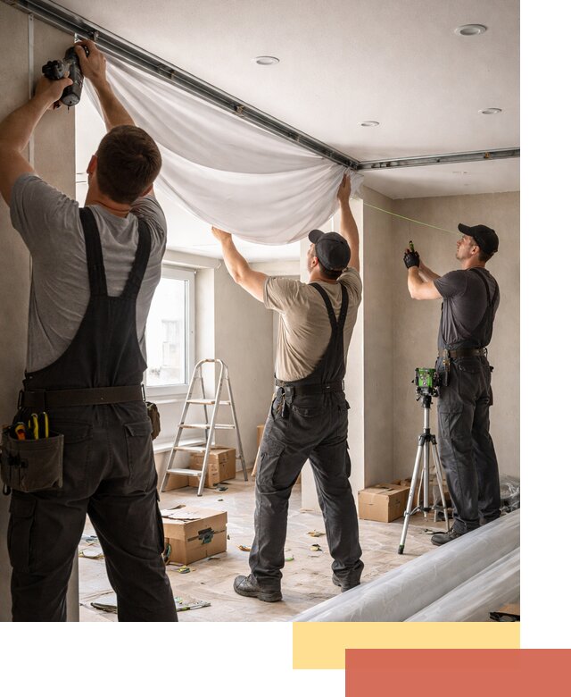 Монтаж парящего натяжного потолка под ключ в Ишимбае