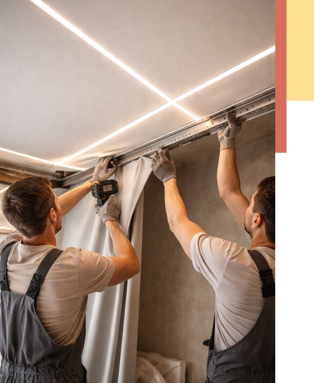 Монтаж натяжного потолка со световыми линиями в Ишимбае от 1217 руб. | ОТДЕЛОЧНИК-Шмб