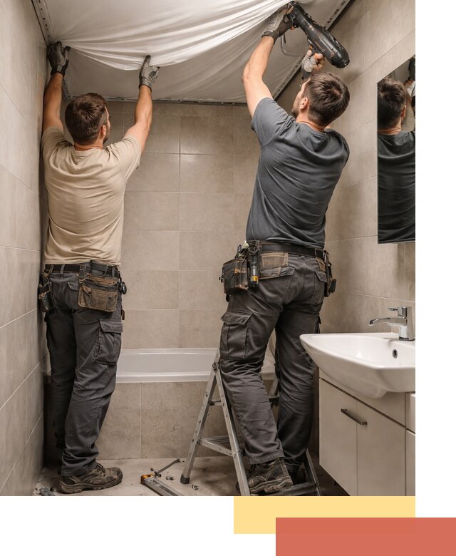 Монтаж натяжного потолка в ванной в Ишимбае быстро и качественно