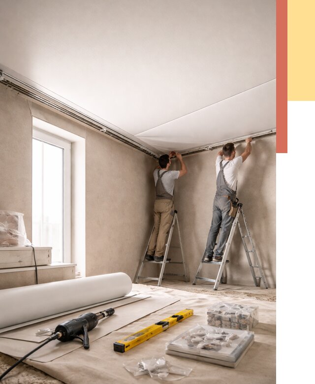 Монтаж натяжного потолка в спальне в Ишимбае от 3854 руб. под ключ | ОТДЕЛОЧНИК-Шмб