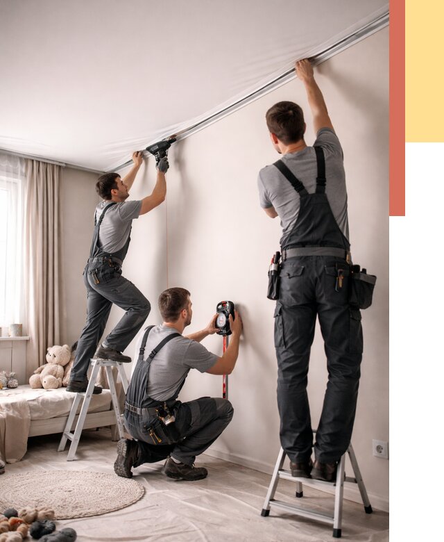 Монтаж натяжного потолка в детской в Ишимбае от 3549 руб. — быстро и недорого | ОТДЕЛОЧНИК-Шмб