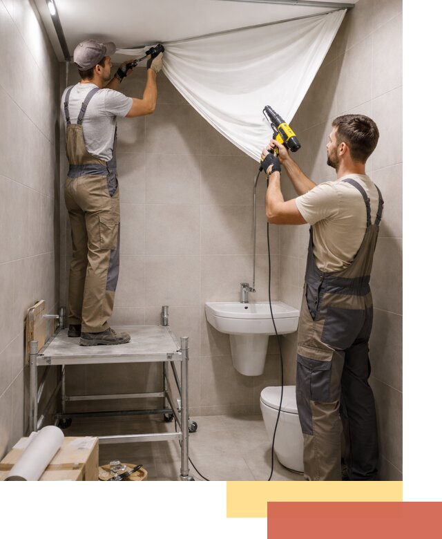 Монтаж натяжного потолка в санузле в Ишимбае