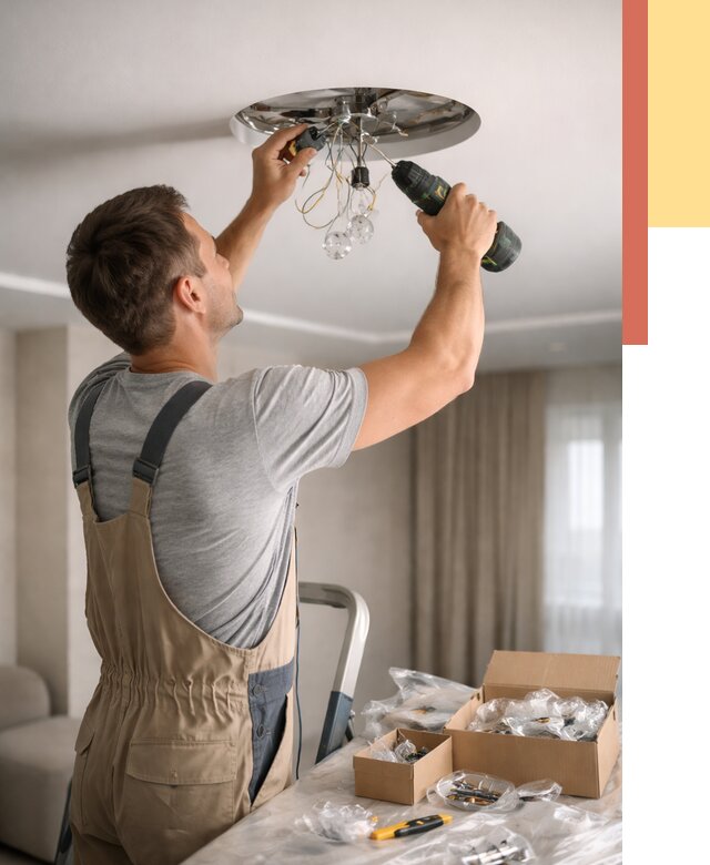 Установка люстры в натяжной потолок в Ишимбае от 1217 руб. | Быстро и недорого — ОТДЕЛОЧНИК-Шмб