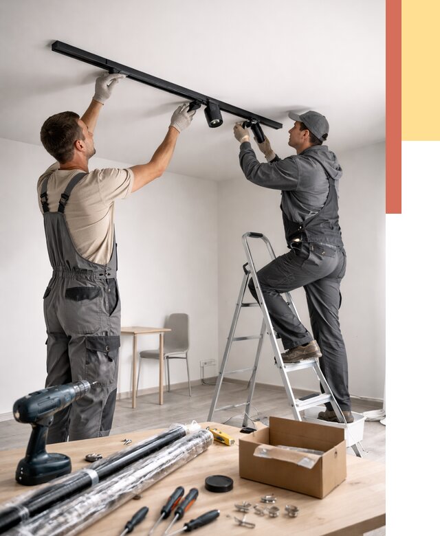 Установка трековых светильников в натяжной потолок в Ишимбае от 4259 руб. | ОТДЕЛОЧНИК-Шмб