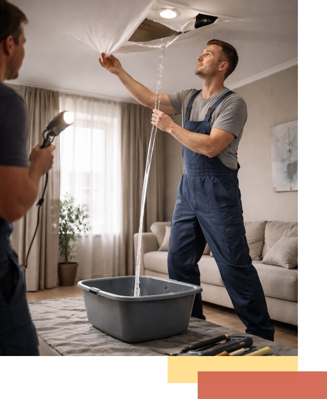 Слив воды с натяжного потолка в Ишимбае быстро и аккуратно