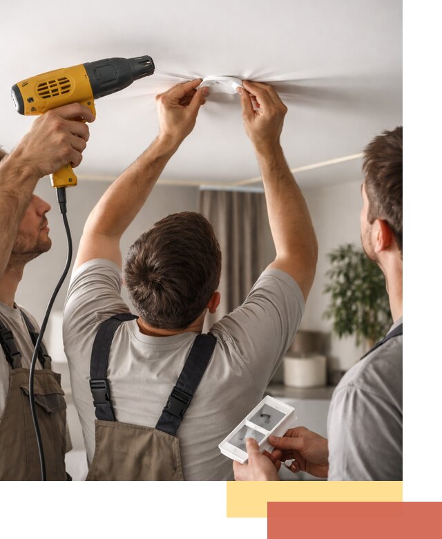 Ремонт прокола полотна натяжного потолка в Ишимбае